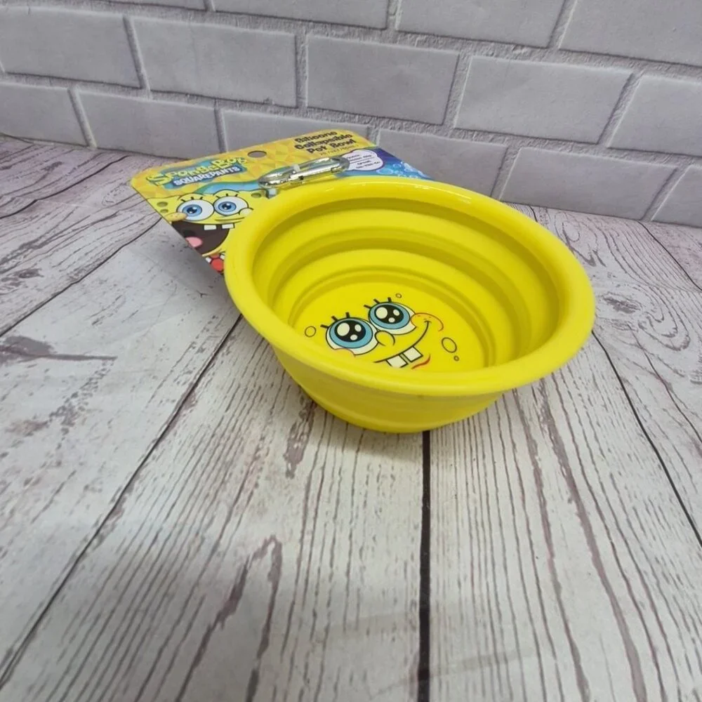 Sponge Bob SquarePants‎ Collapsible Pet Silicone Bowl 25.7oz Silcone Clip On